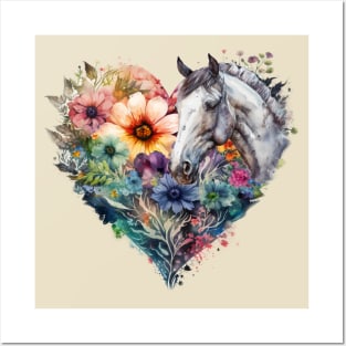 Floral Heart with Horsehead Posters and Art